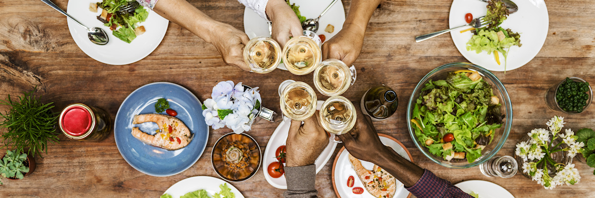 Friends, food and wine.